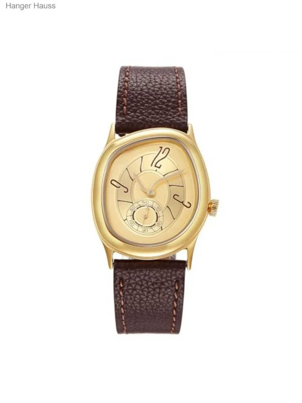 Unisex Twisted Dial Quartz Watch with Leather Strap